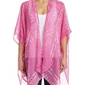 Lord & Taylor Printed Kimono Top-BERRY-One Size